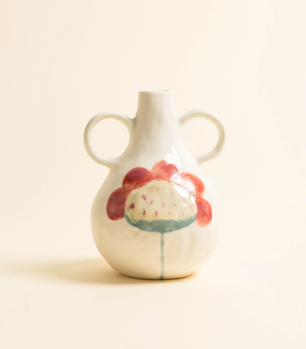 Ваза с ушками – Бордовый цветок–солнышко | katybo