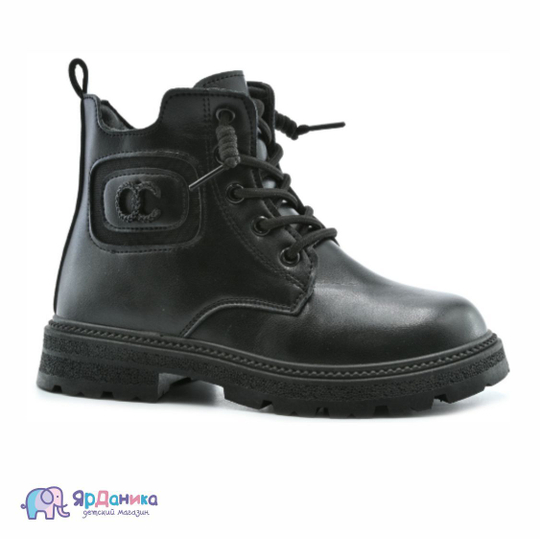 Демисезонные ботинки М+Д черные на шнурках и молнии 34603-1