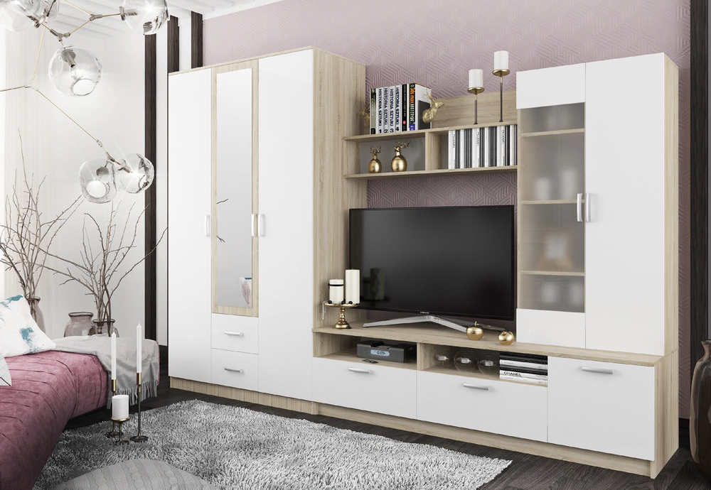 МС Софи Гостиная №3 Сонома/Белый СЦС 1800.1