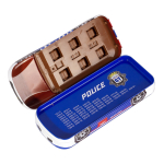 Пенал металлический машина 2 отделения Alingar, таблица умножения, 80 х 200 мм, "Police", белый (полицейская машина)