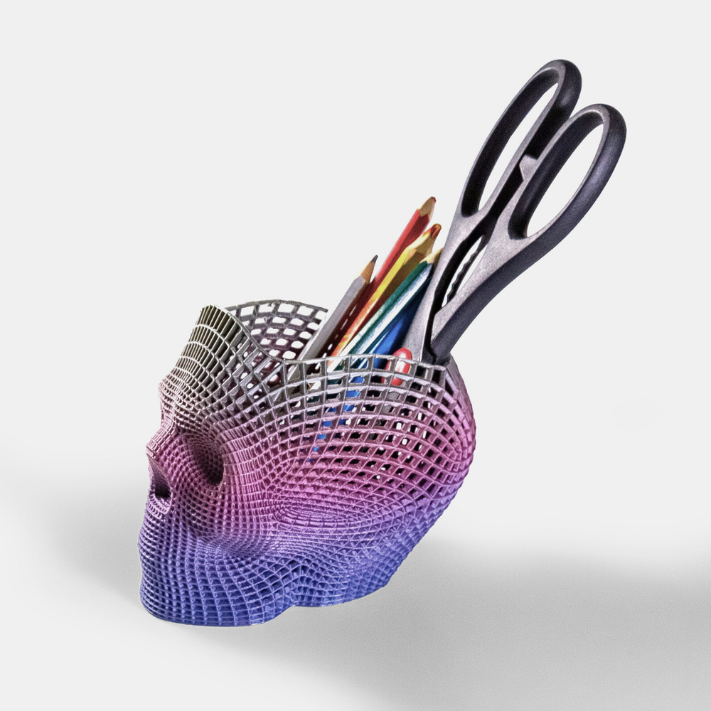 Подставка для карандашей, конфетница, 3D печать, череп-сетка, цветная