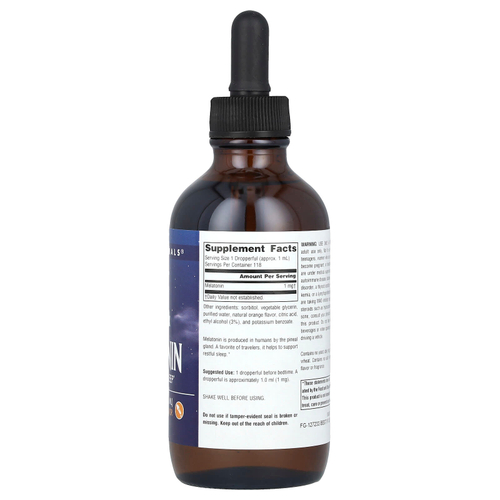 Source Naturals, Sleep Science®, мелатонин, апельсин, 1 мг, 118,28 мл (4 жидк. унц.)