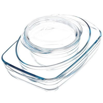 Форма для выпечки стекло, 3 шт, 30х21,35х23,18 см, 2.6,2,1.4 л, с крыш, бесцвет, Pyrex, Essentials,