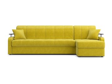 Диван угловой с оттоманкой Денвер 1,2 - Velutto 28 оливковый/  коричневая накладка