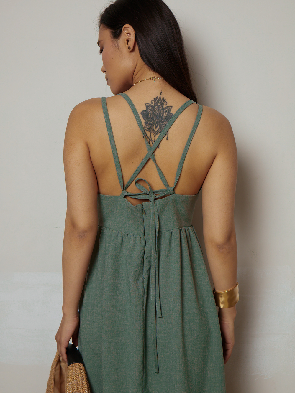 Сарафан льняной с воланом