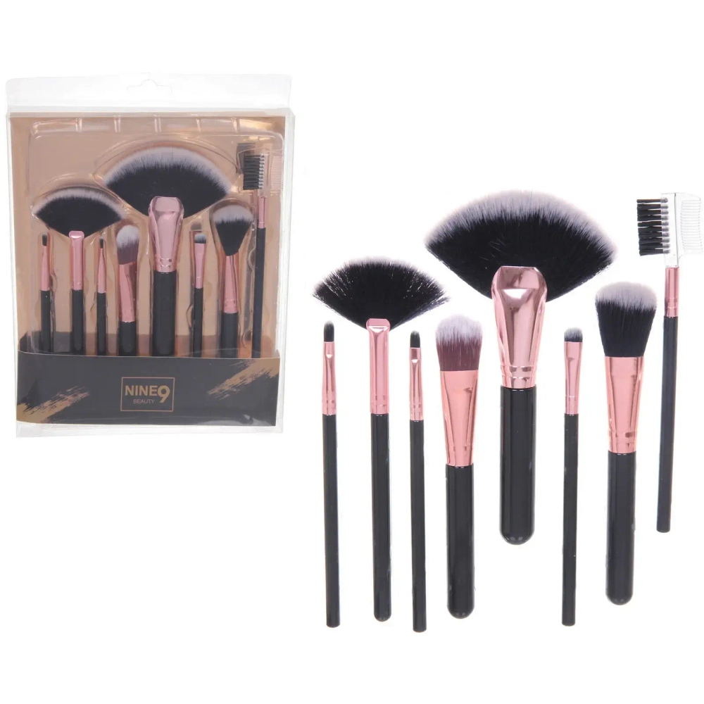 Кисти для макияжа 8шт «ДИ МАРКО», цвет черный, 18*21,5см/21,5см