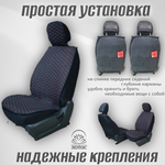 Универсальный чехол на передние сиденья из льна в черном цвете с красной нитью
