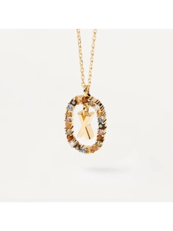 Колье Буква X серебро 925 пробы покрытое золотом