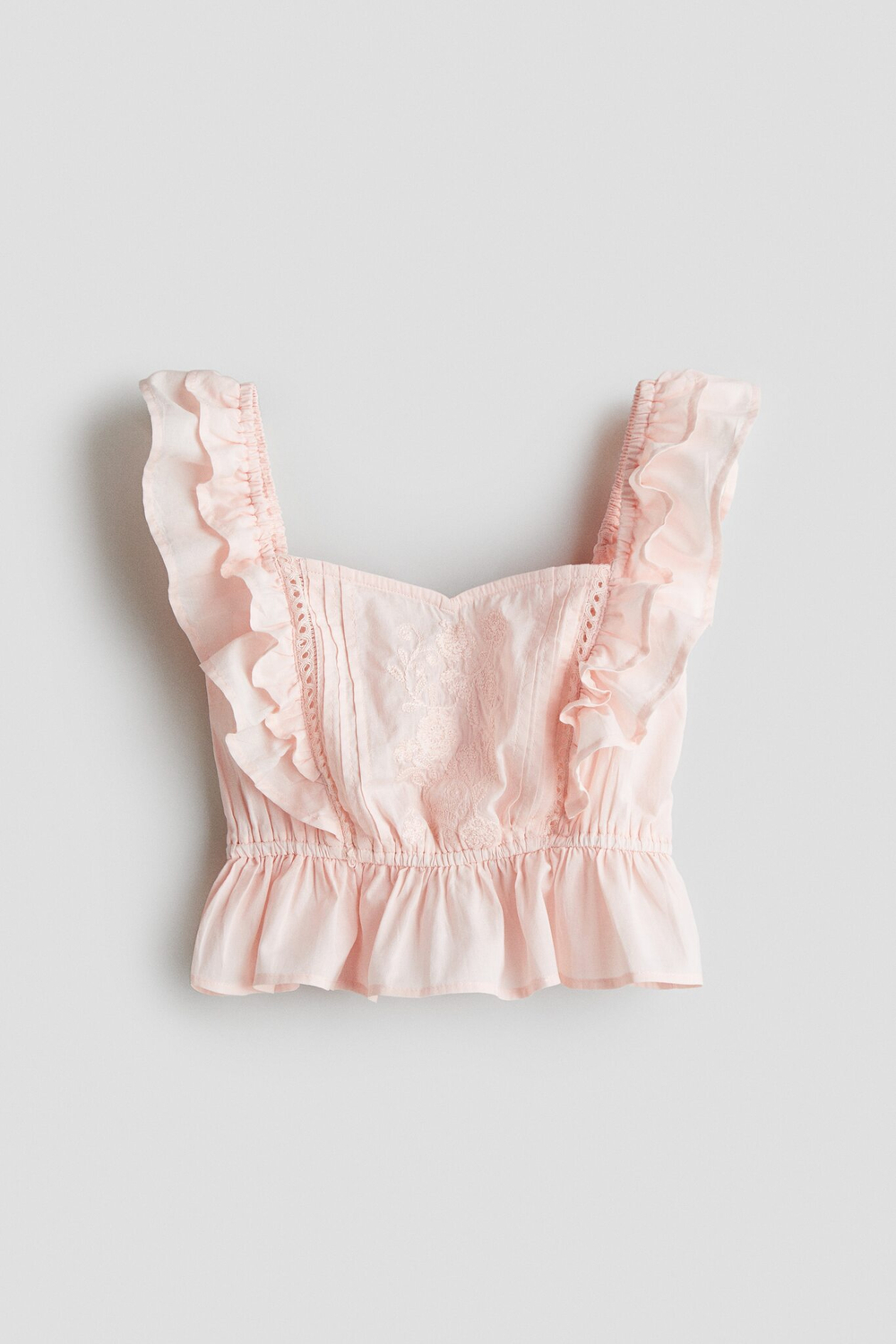 H&M Топ из хлопка, светло-розовый