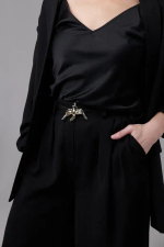 Колье Serenity птица в оттенке золото на черной ленте из органзы