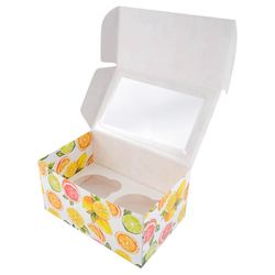 Коробка для 2 капкейков с окном "Цитрус"