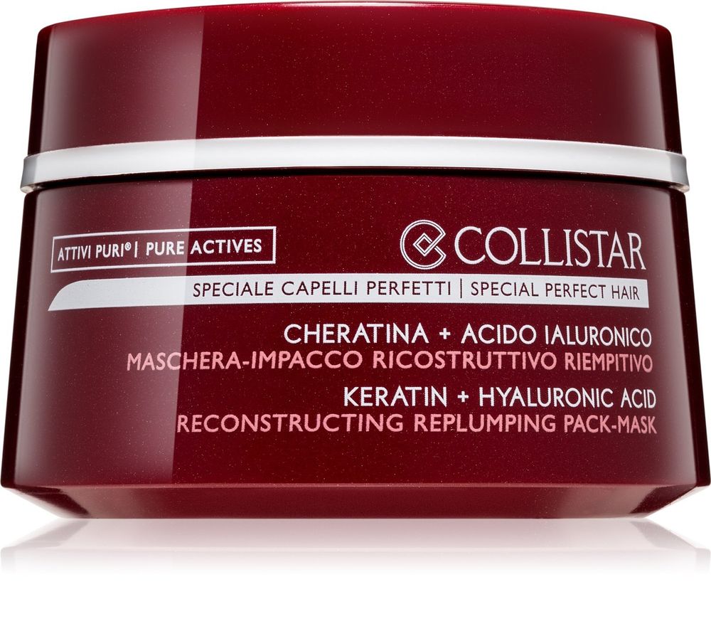 Collistar Attivi Puri Keratin+Hyaluronic Acid Mask Интенсивная восстанавливающая маска для слабых и поврежденных волос