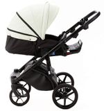 Детская коляска Adamex Nola Deluxe 3 в 1 N-SD104 (КРЕМОВАЯ КОЖА + ЧЕРН.КОЖА)