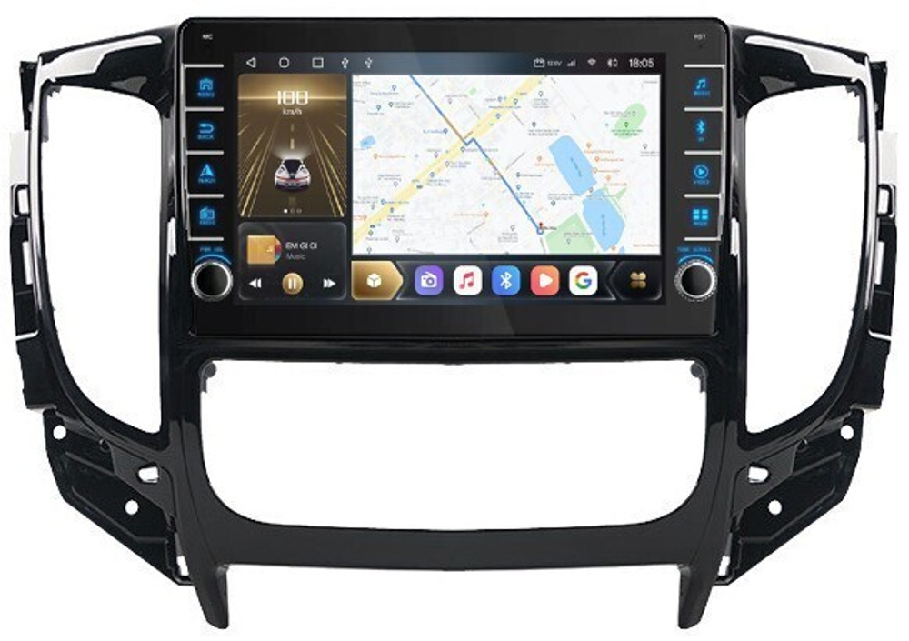 Магнитола для Mitsubishi L200 5 2015-2019 (климат), Pajero Sport 3 2016-2023 (МКПП), FIAT Fullback - Carmedia OL-9567-2 (кнопки и крутилки), Android 12, TS10, CarPlay, 4G SIM-слот