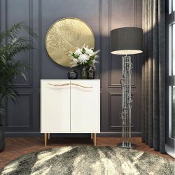 Комод Арт Колор Стайл Голд с 2 полками Кремовый белый