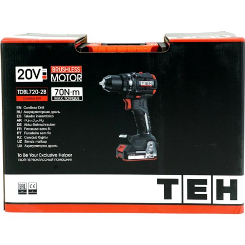Дрель аккумуляторная 20V TEH TDBL720-2B