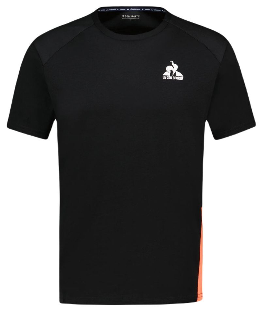 Теннисная футболка Le Coq Sportif Training T-Shirt Short Sleeve N°1 - black/orange perf