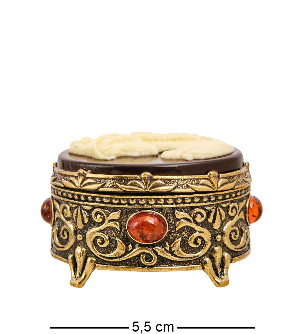 Народные промыслы AM-3264 Шкатулка «Камея Юность» (латунь, янтарь)