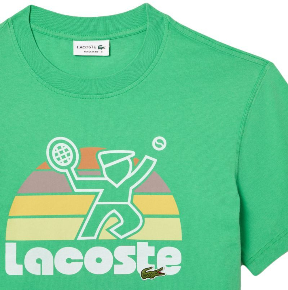 Теннисная футболка Lacoste Washed Effect Tennis Print T-Shirt - green