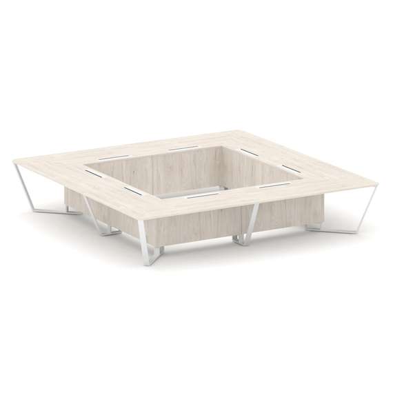 Steel Meet Стол переговорный квадратный KDK-PR.B.SP-20K2 Денвер Светлый/Металл Белый 4000*4000*750