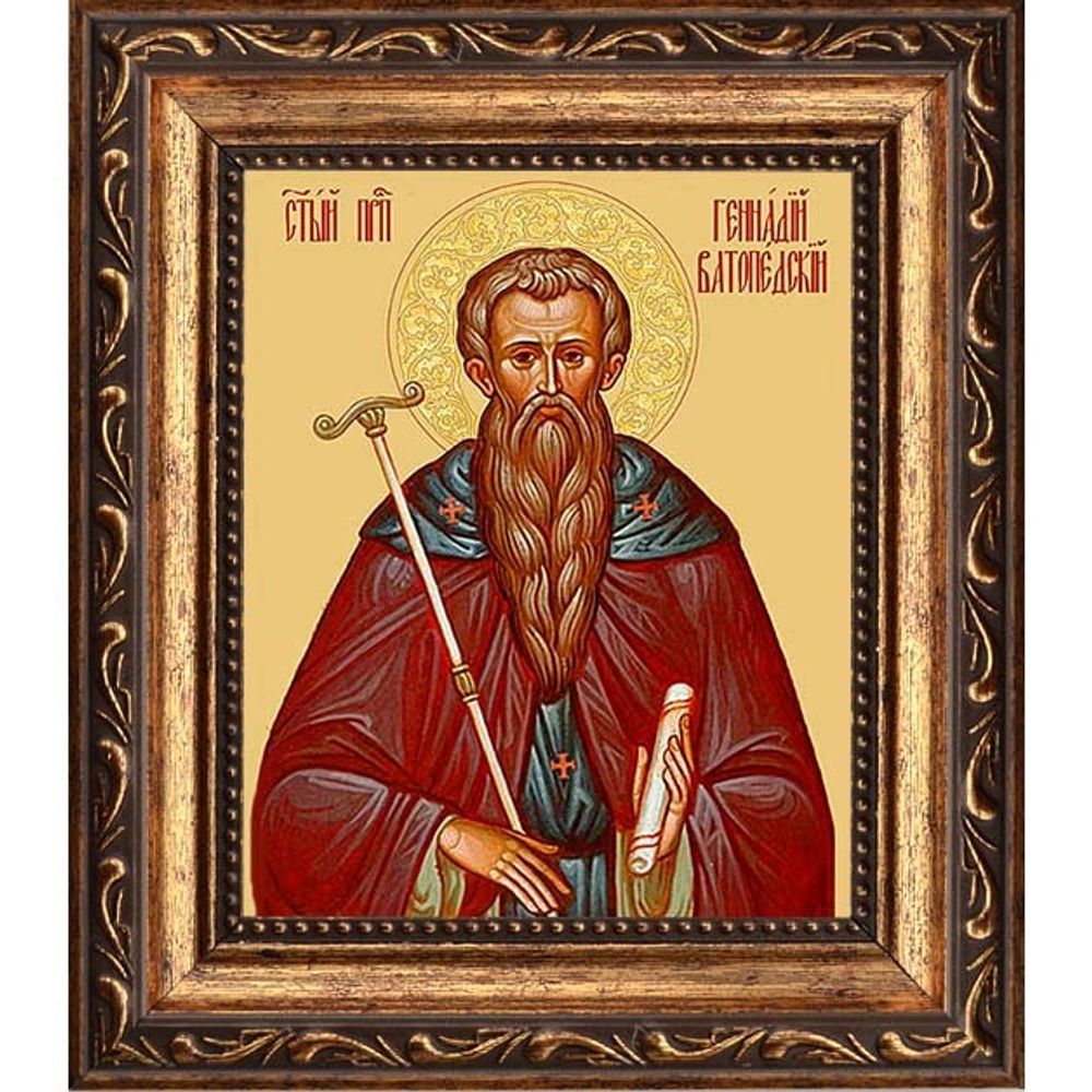 Геннадий Ватопедский Святой Преподобный. Икона на холсте.