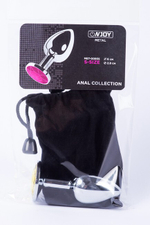 Анальная пробка металлическая серебристая с желтым кристаллом Onjoy Metal Plug Silver Small (Цвет: серебряный с желтым)