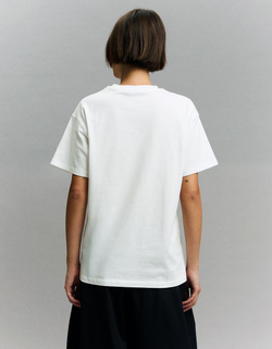 BERSHKA Футболка с короткими рукавами и принтом от Cardi B", белый