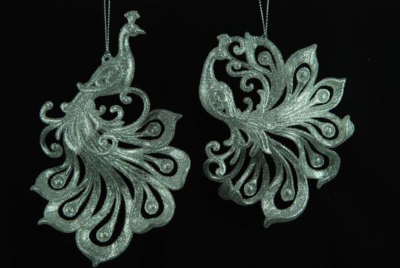 Украшение&quot;Павлин&quot; цвет серебро,2 вида,цена за 1 шт.от 12 до 13 см. (150729)