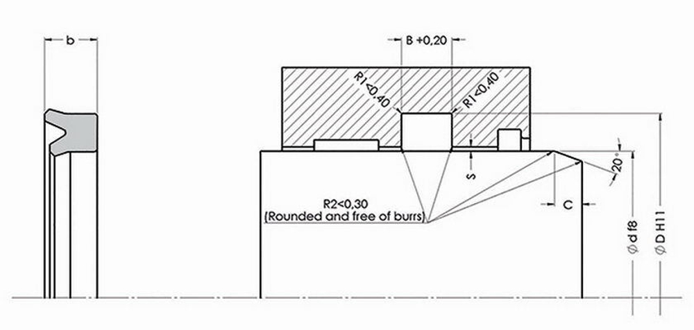 A161-030/1 PU Высокоэффективное U-образное штоковое уплотнение 30-42-8,5