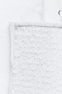 ZARA ТОП ИЗ ГАБАРДИНА СО ШНУРОВКОЙ И ЗАВЯЗКАМИ, БЕЛЫЙ