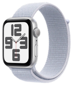 Умные часы Apple Watch SE 2024, 44 мм, 44 мм, корпус из алюминия серебристого цвета, спортивный браслет дымчато-голубого цвета (MXET3)