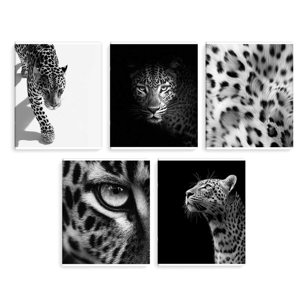 Тетрадь, 48 л, клетка, МОНОХРОМНЫЙ ЛЕОПАРД А5