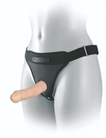 Неопреновые трусики с реалистичной насадкой - 20 см. (Цвет: телесный с черным)