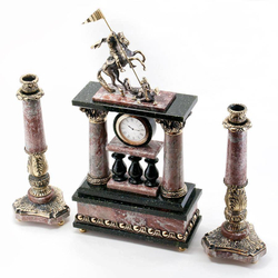 Каминные часы "Георгий Победоносец" с подсвечниками R115003