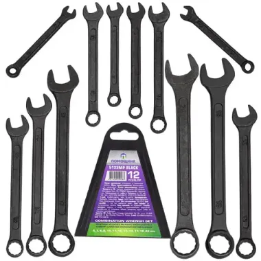 Набор ключей комбинированных 12пр. Помощник 5123MP Black