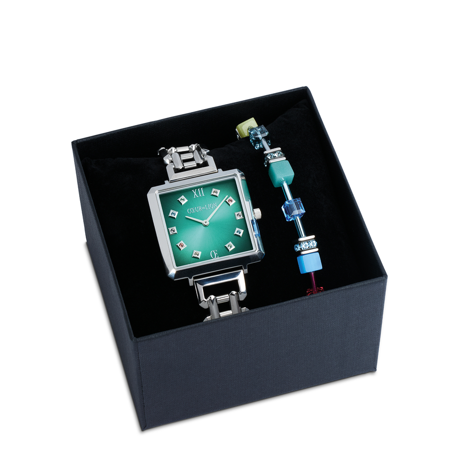 Набор часы и браслет Coeur de Lion Silver-Green 7630/53-1705