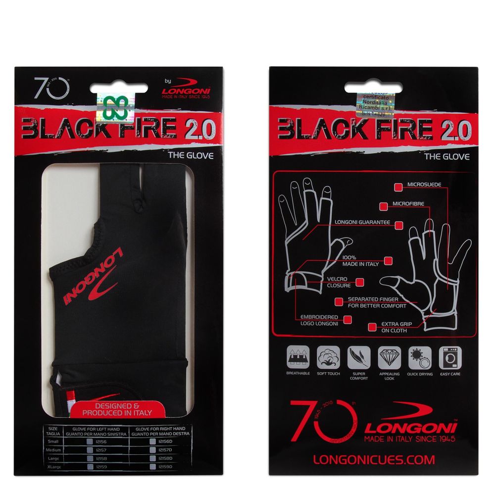 Перчатка Longoni Black Fire 2.0 левая L