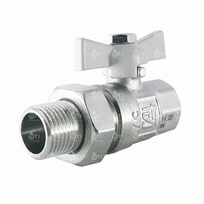 Кран шаровой STI накидная гайка с полусгоном бабочка 15