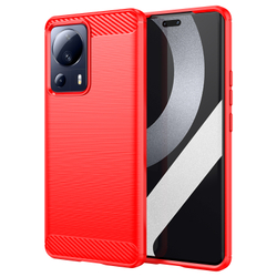 Красный чехол в стиле карбон на смартфон Xiaomi 13 Lite с 2023 года, серия Carbon от Caseport