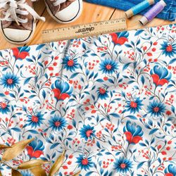 Ткань премиум интерлок фантазийные васильки