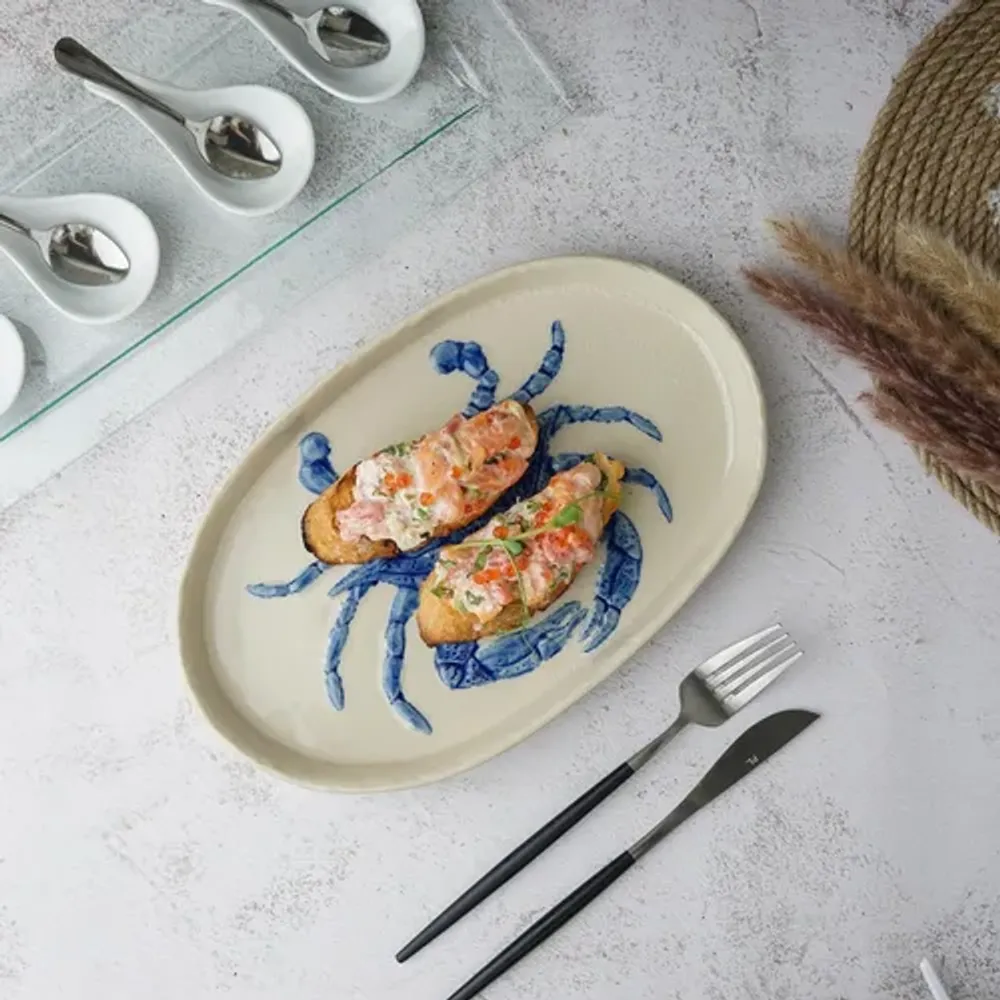 Блюдо овальное 29*18 см h2,5 см Crab Northern Blue Gray Frutti di Mare P.L. [1]