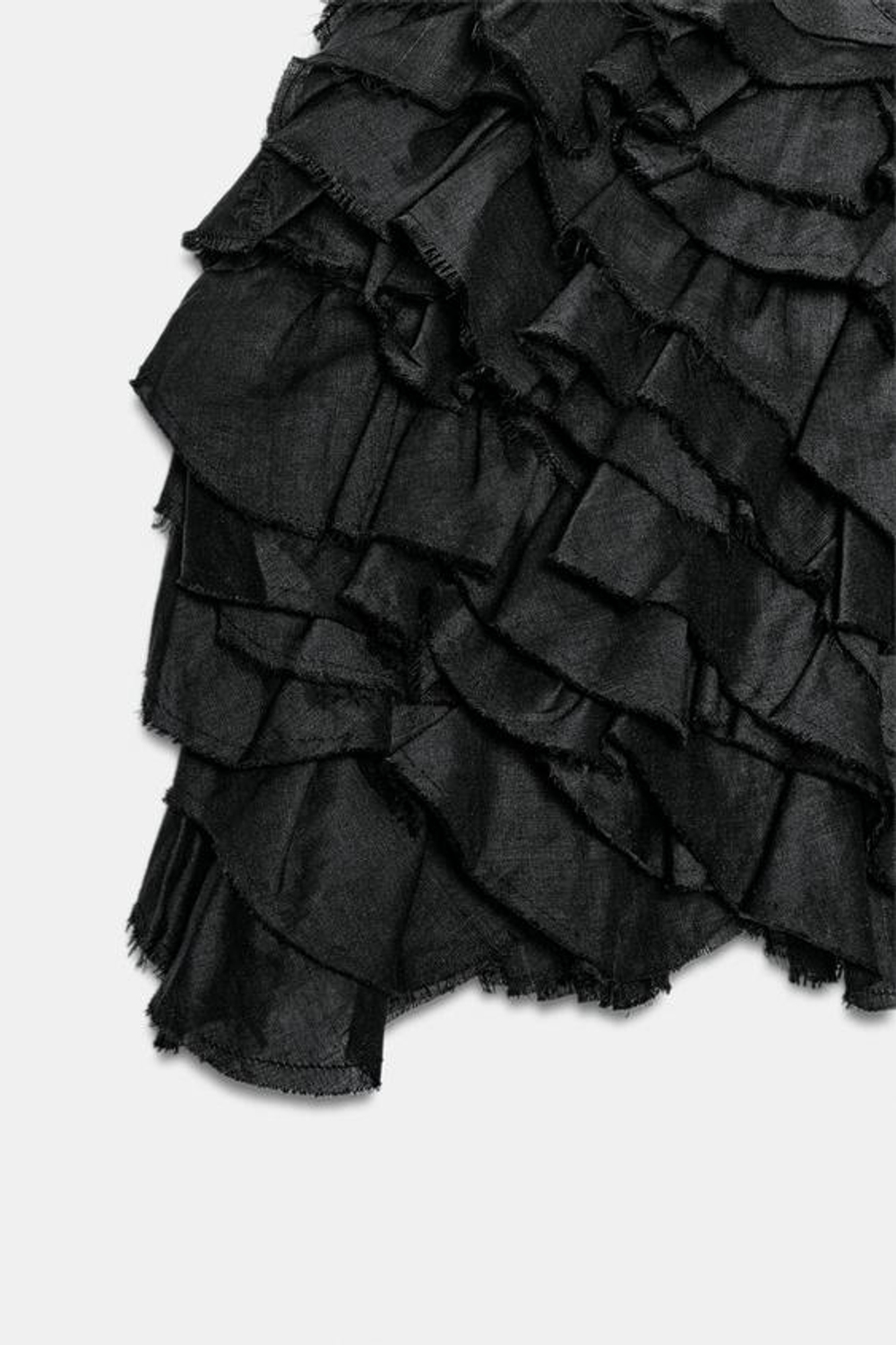ZARA ТОП С ВОЛАНАМИ И РАМИ — ZW COLLECTION, ЧЕРНЫЙ