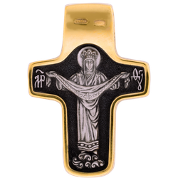 Крест нательный со Спасом Нерукотворным и Покровом Богородицы.