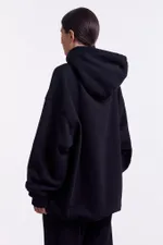 Худи Гербарий Мак Warm со шнурком в поясе черный