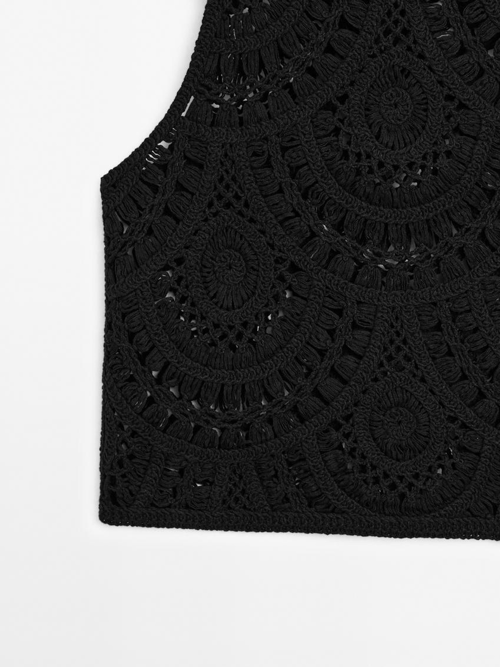 Massimo Dutti Вязаный Топ, Черный