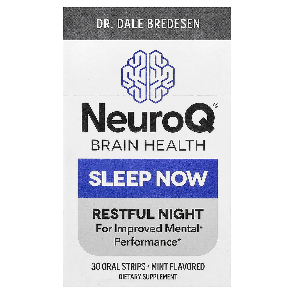 LifeSeasons, NeuroQ Brain Health, Sleep Now, мята, 30 пероральных полосок