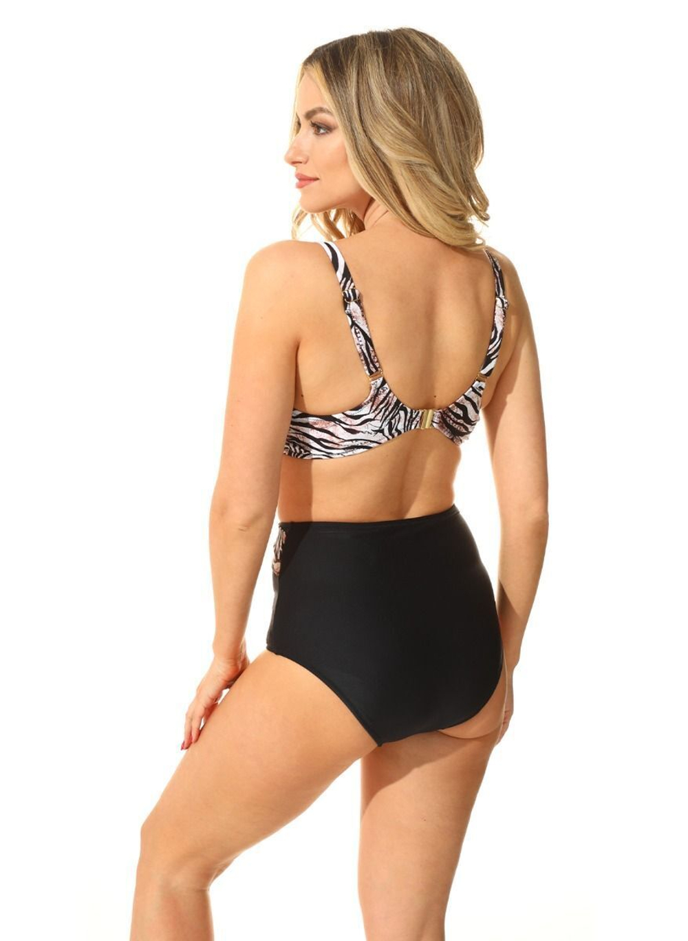 Раздельный купальник Valery с тигровым принтом: лиф-балконет и высокие плавки (Размер: E/M) (Цвет: тигровый)