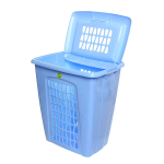 Корзина для белья Молетта 60л прямоугольная с крышкой бирюзовая С702БИР