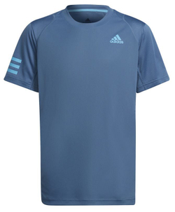 Футболка для мальчика теннисная Adidas B Club 3 Stripes Tee - altered blue/sky rush