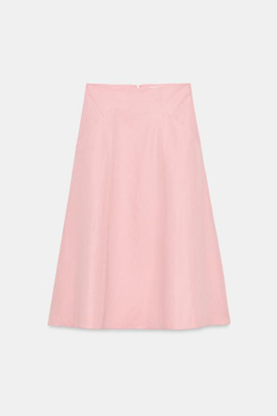 ZARA ЮБКА МИДИ ИЗ ЛЬНА — ZW COLLECTION, РОЗОВЫЙ